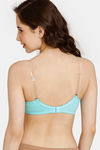 Rosaline Everyday Double Layered Non Wired Medium Coverage T-Shirt Bra With Transparent Straps - Aruba Blue — thumbnail 2